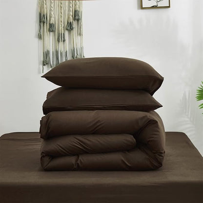 Cottonight Brown Comforter Set California King Bedding Set Solid Modern Chocolate Color Blanket Quilts Soft Fashion Solid Cal King Set for Women Men
