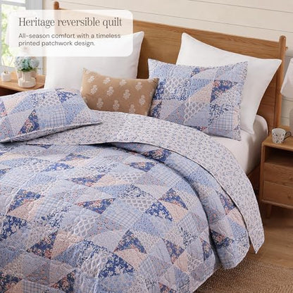 Twin/Twin XL Quilt Set-2 Pieces Soft Bedding Floral Patchwork Coverlet