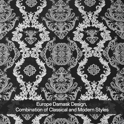 WONGS BEDDING 7 Pieces Comforter Set Queen Size, Black White Texture Bedding Set for All Season, Damask Soft and Breathable Bed in a Bag with Comforter, Flat Sheet, Fitted Sheet, Pillowcases & Shams