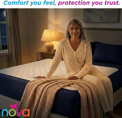 NOVA Medical Products Waterproof Reusable Underpad with 100% Cotton Skin Soft Top Layer, Washable Incontinence Bed and Surface Overlay, Super Absorbent, 36” x 72”