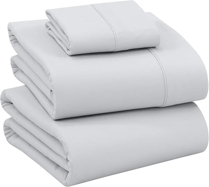 RUVANTI 100% Cotton Sheets – Twin XL Size Percale Bedding, Cooling & Breathable, Durable with a Crisp, Soft & Comfortable Feel, 16" Deep Pocket, 3-Piece Set, Quiet Gray