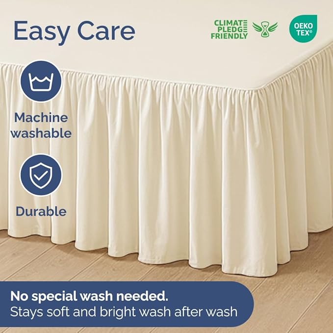 Bedskirt Queen Size Ruffle - 15 inch Drop Dust Ruffle Bed Skirt with Platform - Soft, Easy Fit, Premium Hotel Quality - Wrinkle, Fade & Shrink Resistant - for Women, Men, Kids and Teens - Off White