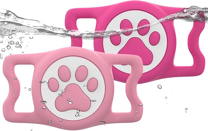 IP68 Waterproof Dog AirTag Holder for Dog Collar, Soft, Stretchy Silicone | Full-Body Protection, Easy Tool-Free Installation, Quiet, No-Dangle Fit, Lightweight, Fits Dog & Cat Collars of All Widths