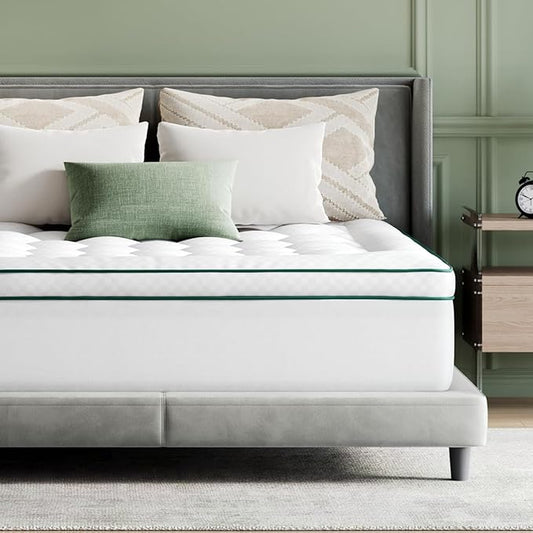 Novilla Twin Mattress Topper, Extra Thick Pillow Top - Overfilled Hotel Luxury Mattress Pad Cover for Back Pain Relief, Breathable Fluffy Down Alternative Fill, 8-21” Deep Pocket, Green-White