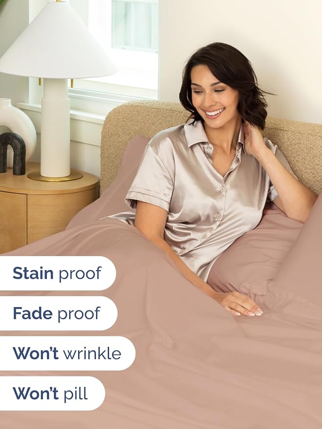 Extra Deep Full Sheet Set - 6 Piece Breathable and Cooling Sheets - Hotel Luxury Bedding for Women, Men, Kids & Teens - Easy & Secure Fit - Soft, Wrinkle Free and Comfy - Extra Deep Pockets - Mauve