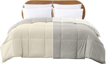 Modern Threads Down Alternative Reversible Comforter Ivory/Taupe California King
