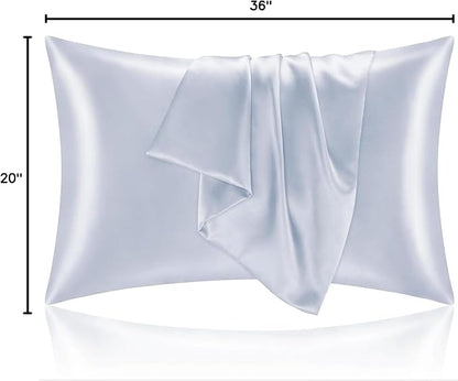 BEDELITE Satin Pillowcase for Hair and Skin, Super Soft and Cooling Similar to Silk Pillow Cases 2 Pack with Envelope Closure, Gift for Women Men(20"x36" King Size, Evening Haze)