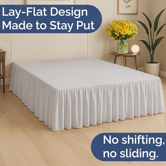 Bedskirt Twin Size Ruffle - 15 inch Drop Dust Ruffle Bed Skirt with Platform - Soft, Easy Fit, Premium Hotel Quality - Wrinkle, Fade & Shrink Resistant - for Women, Men, Kids and Teens - French Grey