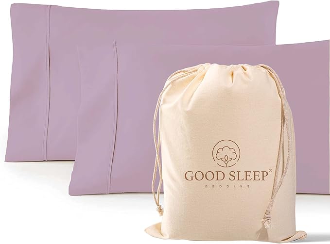 1000 TC Purple King Pillowcases Set of 2 100% Egyptian Cotton Pillow Cases with Long Staple Cotton & Sateen Weave, Silky Soft Hotel - Like Bed Pillow Covers for Comfy Sleeping, Snug Fit