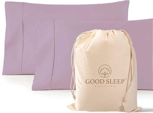 1000 TC Purple King Pillowcases Set of 2 100% Egyptian Cotton Pillow Cases with Long Staple Cotton & Sateen Weave, Silky Soft Hotel - Like Bed Pillow Covers for Comfy Sleeping, Snug Fit