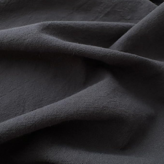 FACE TWO FACE Bedding Duvet Cover Set100% Washed Cotton Duvet Cover Linen Like Textured Breathable Durable Soft Comfy (California King, Volcanic Black)