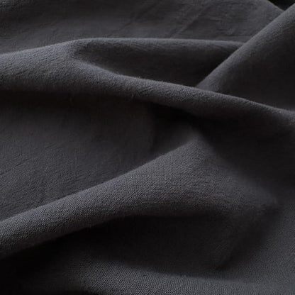 FACE TWO FACE Bedding Duvet Cover Set100% Washed Cotton Duvet Cover Linen Like Textured Breathable Durable Soft Comfy (Queen, Volcanic Black)