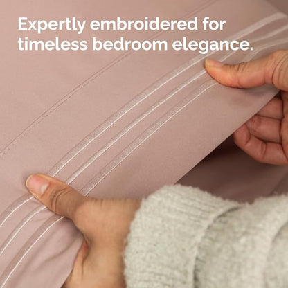 Standard Pillow Cases Set of 4 - Ultra Soft Hotel Quality Pillowcase Covers - Comfy Cozy Bedding for Women, Men, Kids & Teens - Machine Washable Pillow Protectors - 4 Piece Set - Standard Size Mauve