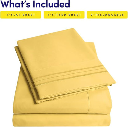 1500 Supreme Collection King Sheet Sets Yellow - Luxury Hotel Bed Sheets and Pillowcase Set for King Mattress - Extra Soft, Elastic Corner Straps, Deep Pocket Sheets, King Yellow