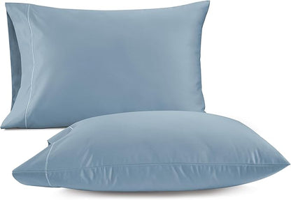 LANE LINEN 100% Egyptian Cotton Pillow Cases Queen Size Set of 2 (20"x30") - 1000 Thread Count - Soft Light Blue Pillow Cases - French Blue