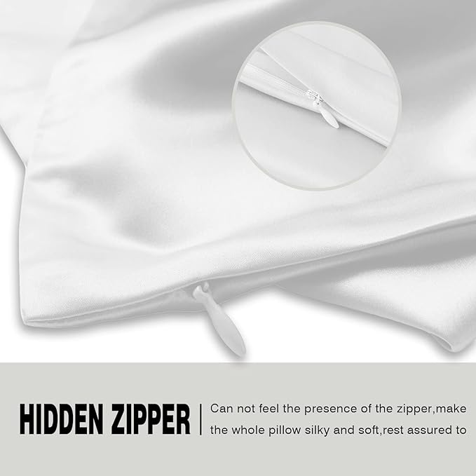 Silk Body Pillowcase Mulberry Silk Pillowcase Body Pillow Cases with Zipper Soft Breathable Smooth Cooling 20x54 inches Body Pillow Pillowcase for Sleep (White,20"X 54",1Pcs)
