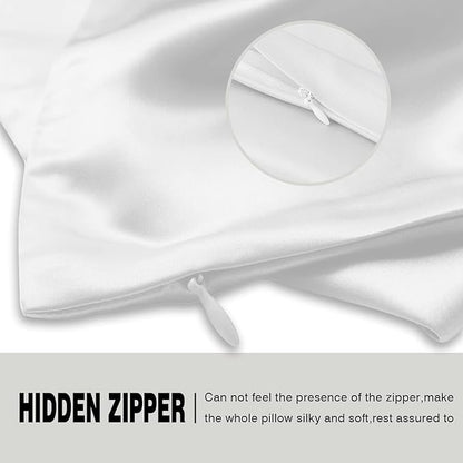 Silk Body Pillowcase Mulberry Silk Pillowcase Body Pillow Cases with Zipper Soft Breathable Smooth Cooling 20x54 inches Body Pillow Pillowcase for Sleep (White,20"X 54",1Pcs)