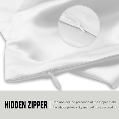 Mulberry Silk Pillowcase for Hair and Skin Pillow Case with Hidden Zipper Soft Breathable Smooth Cooling Silk Pillow Covers for Sleeping (White, King,1Pcs)