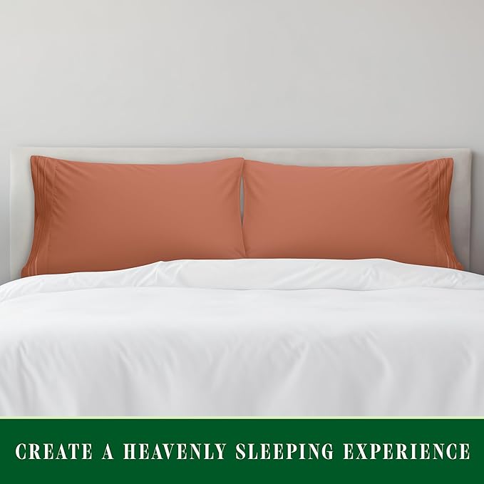 Elegant Comfort Luxury Ultra-Soft 2-Piece Pillowcase Set - 1500 Premium Hotel Quality Microfiber Double Brushed - Wrinkle Resistant, King Size, Coral
