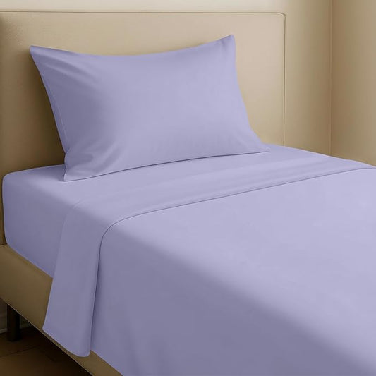 California Design Den Twin XL Sheets Set - Natural 100% Cotton Bed Sheets, Soft Sateen, Fully Elasticized 12" Pockets, Breathable and Durable Bedding for Dorm Room - Lavender