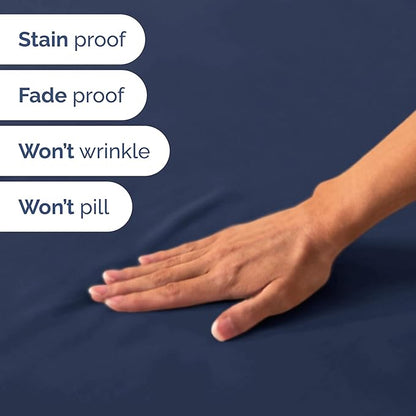Short Queen Size 4 Piece Sheet Set - RV Short Queen, Soft, Breathable & Cooling Bed Sheets Set w/ Deep Pockets - Hotel Luxury Bedding for Women, Men, Kids, Teens, Boys & Girls - Oeko-Tex - Navy Blue