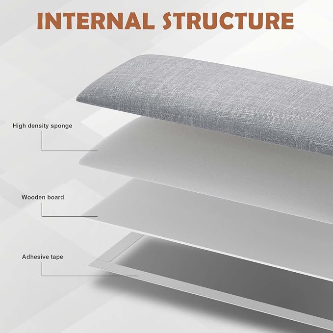 IFNOW Wall Mounted Headboard, Peel and Stick Panels, Light Grey, King | 3D Soundproof Acoustic Padding, Reusable and Removable Tufted fabric Bed Headboard for bedroom (12 Panels, 10" x 24")