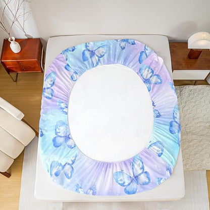 Erosebridal Pink Blue Butterfly Sheets for Boys Girls Watercolor 3D Printed Fitted Sheet,Purple Colorful Rainbow Kids Bedding Sets Fantasy Dreamy Princess Bed Sets Twin 2 Piece