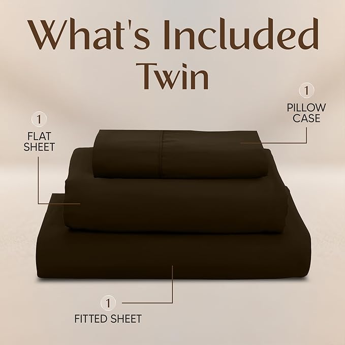 Utopia Bedding Twin Bed Sheets Set - 3 Piece Bedding - Brushed Microfiber - Shrinkage and Fade Resistant - Easy Care (Twin, Brown)
