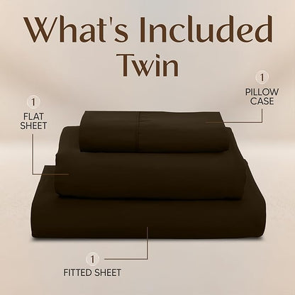 Utopia Bedding Twin Bed Sheets Set - 3 Piece Bedding - Brushed Microfiber - Shrinkage and Fade Resistant - Easy Care (Twin, Brown)