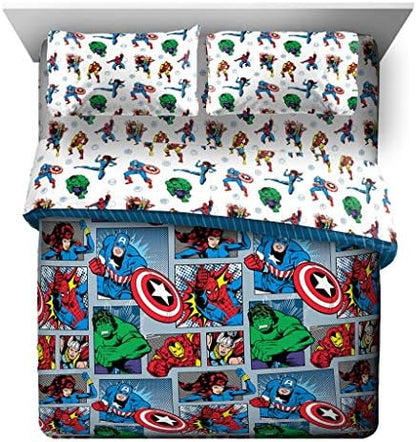 Marvel Comics Iron Man Queen Comforter Set 5 Piece Kids Bedding, Multi