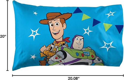 Jay Franco Disney Pixar Toy-Story You've Got A Friend in Me 1 Pack Pillowcase - Double-Sided Kids Super Soft Bedding Features Woody and Buzz Lightyear (Official Disney Pixar Product)