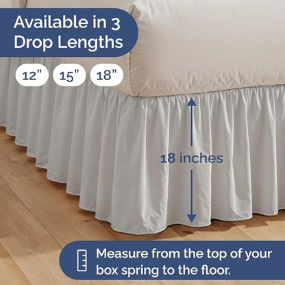 Bedskirt Queen Size Ruffle - 18 inch Drop Dust Ruffle Bed Skirt with Platform - Soft, Easy Fit, Premium Hotel Quality - Wrinkle, Fade & Shrink Resistant - for Women, Men, Kids and Teens - French Grey