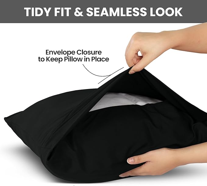 Utopia Bedding King Pillow Cases - 2 Pack - Envelope Closure - Soft Brushed Microfiber Fabric - Shrinkage and Fade Resistant Pillow Covers King Size 20 X 40 Inches (King, Black)
