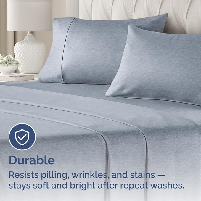 King Standard Pillow Cases Set of 2 - Ultra-Soft Hotel Quality Pillowcase Covers - Comfy, Cozy & Fade Free - Wrinkle Resistant - Machine Washable Pillow Protectors - 2 Piece Set - Heathered Blue