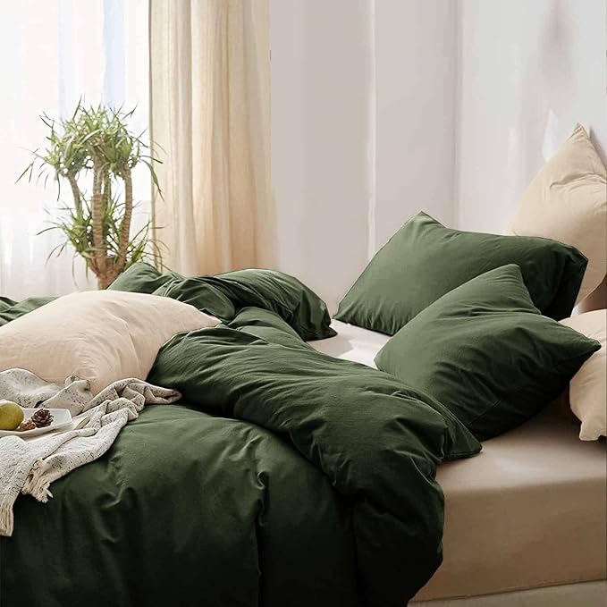 ETDIFFE Dark Green Twin/Twin XL Size Comforter, 2pc Soft Farmhouse Olive Bedding Set & Collection, Lightweight All Season Microfiber Down Alternative Bed Comforter with 1 Pillow Sham for Women Men