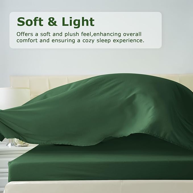 California King Size Bed Sheet Set - 4 Piece Soft Microfiber Sheets with Deep Pockets, Cooling Technology, and Wrinkle-Free Pillowcase. Hotel-Quality, Durable Bedding, Eden Green