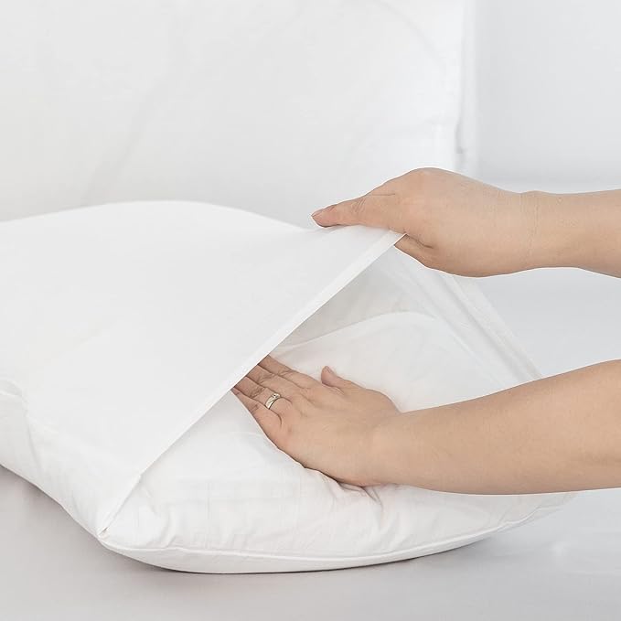 MooMee Bedding Pillowcases Pack of 4 100% Washed Cotton Linen Like Textured Breathable Durable Soft Comfy (Solid Off White, King)