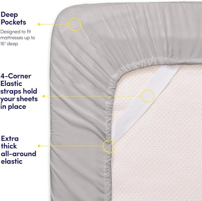 1500 Supreme Collection Extra Soft RV Short Queen Sheets Set, Silver - Luxury Bed Sheets Set with Deep Pocket Wrinkle Free Hypoallergenic Bedding, Over 40 Colors, RV Short Queen Size, Silver