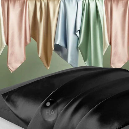 Silk Pillowcase 2 Pack, Mulberry Silk Pillow Cases Queen Size Set of 2, Anti Acne Silk Pillowcase for Hair and Skin, Natural Satin Pillowcases for Sleeping Women with Zipper, Black