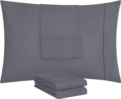 Utopia Bedding King King Pillow Cases - 4 Pack - Envelope Closure - Soft Brushed Microfiber Fabric - Shrinkage and Fade Resistant Pillow Covers 20 X 36 Inches (King Std, Grey)