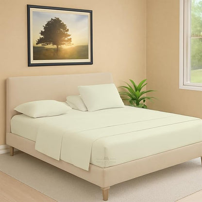 Split Head Flex 2 Qty Fitted Sheet for Adjustable Bed, Queen 36" Split Down from The Top, 100% Egyptian Cotton 600 Thread Count, 18" Deep Pocket, Super Soft Wrinkle Free, Ivory