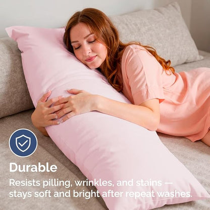 Body Pillowcases Set of 2-20x54 Long Body Pillow Case - Soft Body Pillow Cover for Sleeping & Side Sleepers - Comfy, Wrinkle & Fade Free - Machine Washable w/Envelope Enclosure Lavender Pink