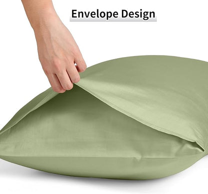 Warmstar Cotton Pillow Cases King Size Set of 2, 600 Thread Count Pillowcases 20x36 Inches, Soft Long Staple Cotton Pillowcases Breathable with Envelope Closure,Sage Green