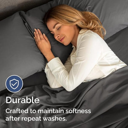 Bulk Case Pack of 12 Sheet Sets - (12) Complete Cal King Size Sheet Sets w/ Deep Pockets - Wholesale Bulk Bedding for Hotels, Spas & Airbnbs - Breathable, Soft & Wrinkle Free - (Cal King, Charcoal)