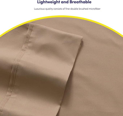 Full Size Bed Sheets - 6 Piece 1500 Supreme Collection Fine Brushed Microfiber Deep Pocket Full Sheet Set Bedding - 2 Extra Pillow Cases, Great Value, Full, Taupe