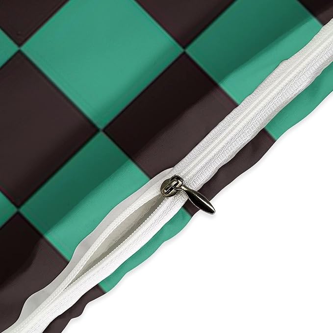 INFLAG Anime Bedding Set - Soft Brushed Microfiber 68x90 Inches Duvet Cover Set, 3 Piece, 1 Duvet Cover with Zipper Closure and 2 Pillow Shams (Twin,Green)