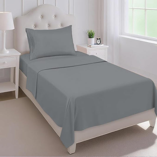 Mejoroom Twin Sheet Set - Hotel Collection Twin Sheets - Bedding Sheets & Pillowcases with Deep Pocket Fitted Sheet, Breathable, Wrinkle & Fade Resistant - 3 Piece(Gray)