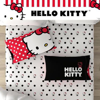 Collectibles Hello Kitty Polka Dot Bedding Super Soft Microfiber 3 Piece Twin Sheet Set, (Officially Licensed Product) by Franco