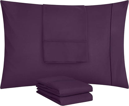 Utopia Bedding King Pillow Cases - 4 Pack - Envelope Closure - Soft Brushed Microfiber Fabric - Shrinkage and Fade Resistant Pillow Covers King Size 20 X 40 Inches (King, Purple)