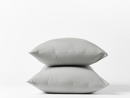 Coyuchi Crinkled Percale Pillowcase Set of 2 – 100% GOTS Certified Organic Cotton, Soft & Cool Standard Pillowcases, Breathable Medium Weight Cotton (Pewter)